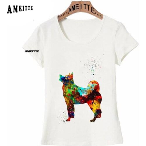 Clever Naughty American Akita Dog Breed Colorful Print T-Shirt Fashion Women Casual T-Shirt Summer Girl Casual Tees White Tops