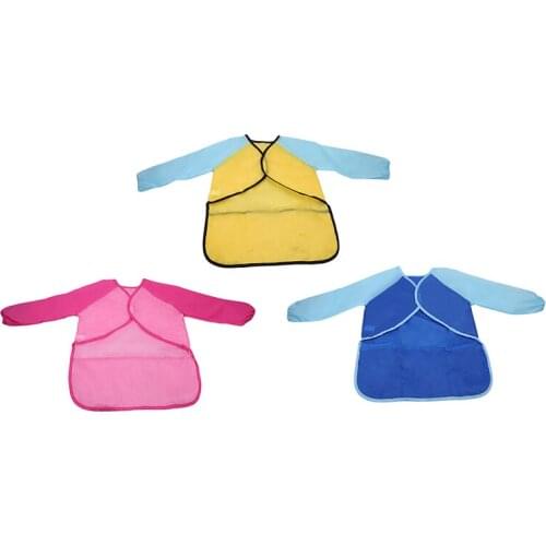 Waterproof Art Craft Apron Smock For Children DIY Painting Drawing Baking Eating Aprons Pockets For Paint Brush Tool