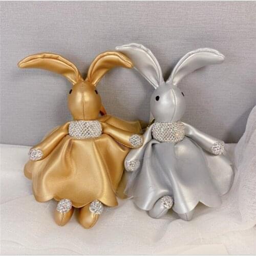 South Korea Diamond Cute Bunny Rabbit Letter Pottery Clay Cartoon Doll Bag Pendant Car Key Chain Pendant Gift