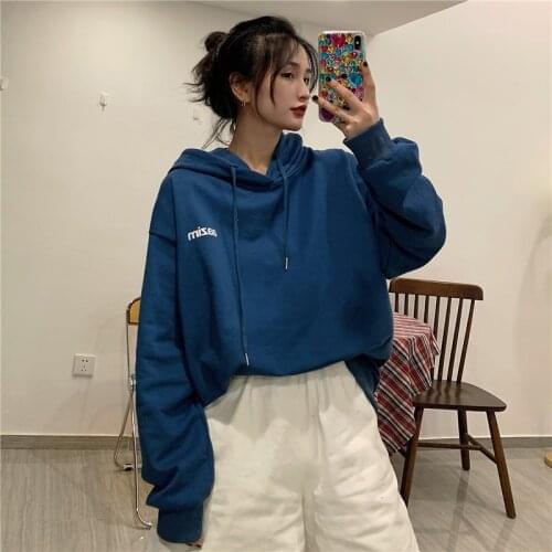 Women Loose Over Size Hooded Sweatshirts Hip Hop Fashion Pullover Tops Autumn Street Wear Solid Ladies Clothes Hoodies