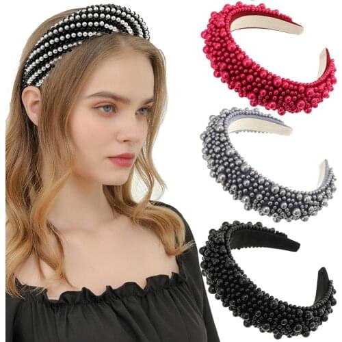Haimeikang Sponge Pearl Hair Accessories Headbands For Women Fashion Luxurious Hair Band Bezel Hair Hoop Girls New Headwear