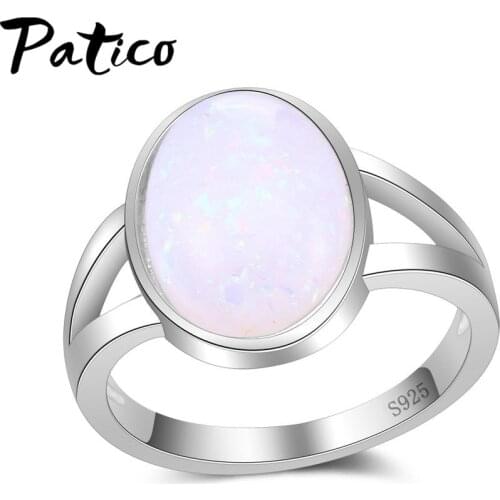 100% 925 Sterling Silver Egg Shape Fire Opal Ring Fashion Smooth Simple Knuckle Rings For Women Girl Jewelry Wholesale