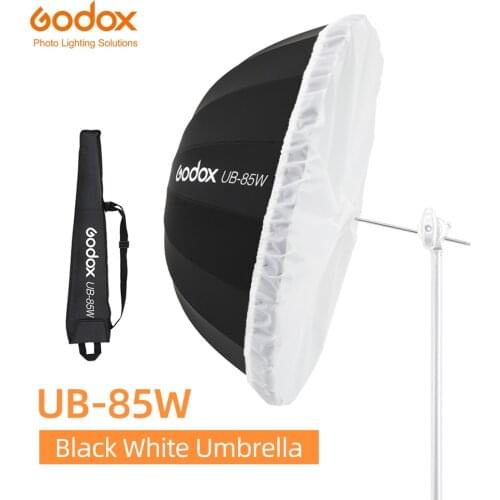 Godox UB-85W 33.5in 85cm Parabolic Black White Reflective Umbrella Studio Light Umbrella with Black Silver Diffuser Cover Cloth