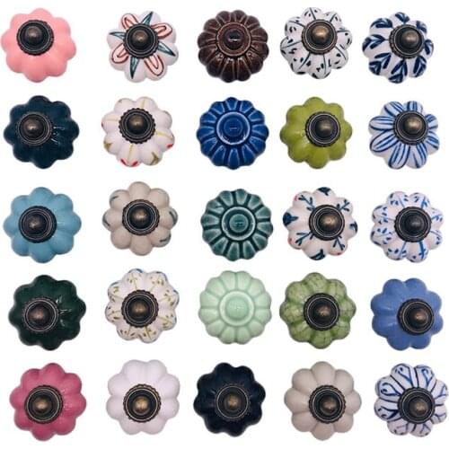 1pcs Multi Color Ceramic Door Knob 34mm Cartoon Cabinet Knobs with Screws Euro Kitchen Cupboard Pull Cabinet Knobs Single Hole