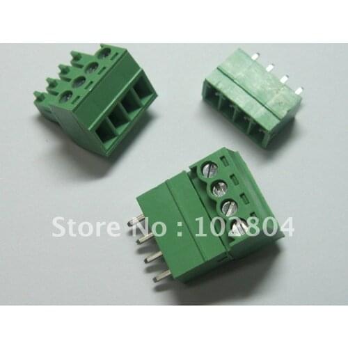 100 pcs 4pin/way Pitch 3.5mm Screw Terminal Block Connector Green Color T Type with pin