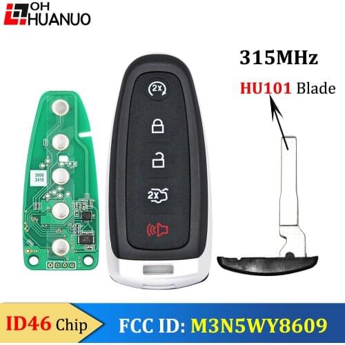 5 Button Remote Start Smart Prox Key Fob Transmitter for Ford Edge Explorer 315MHz ID46 Chip FCC: M3N5WY8609 HU101 small key