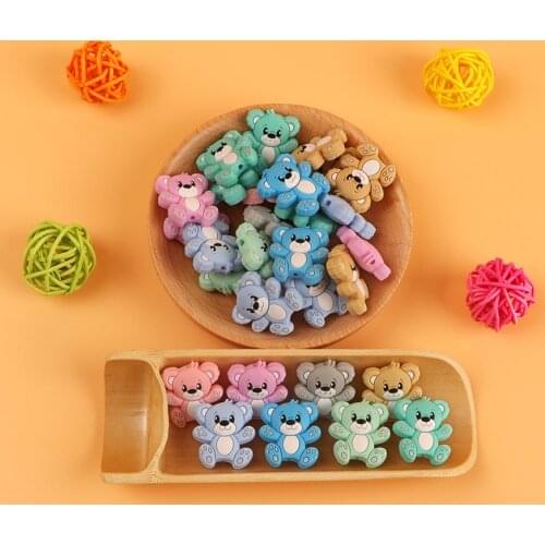 Kovict 5pcs Mini Animal Silicone Beads Food Grade DIY Accessories Children Product Teething Necklace Nursing Pacifier Chain