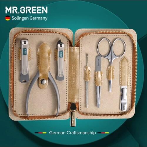 MR.GREEN 7pcs in 1 Nail Tools Set for Manicure Kit Stainless Steel Nail Clippers Pedicure Portable Nail Cutter Gifts for Women