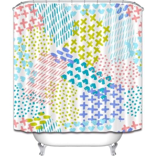72'' Colored Hand-painted Graffiti Customized Bathroom Waterproof Fabric Shower Curtain Polyester 12 Hooks Bath Accessory Sets