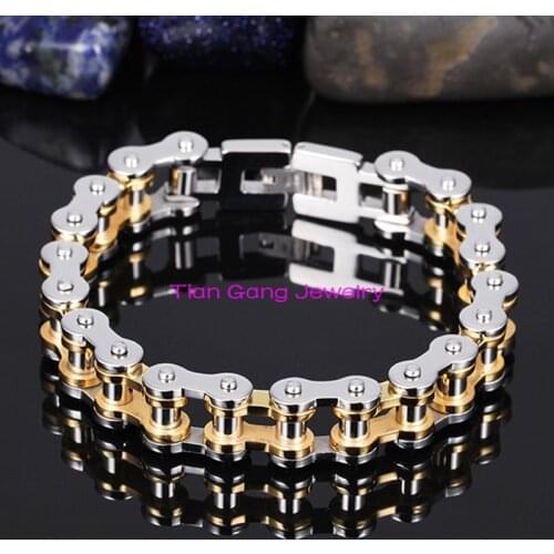 8.86" 13mm Punk Gothic Jewelry Stainless Steel Bracelet Men Biker Bicycle Motorcycle Chain Mens Bracelets & Bangles