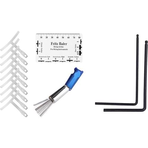 9Pcs Understring Radius Gauge + String Action Ruler Gauge Tool & 1set 4mm & 5mm Truss Rod Wrench, Wrench Tool