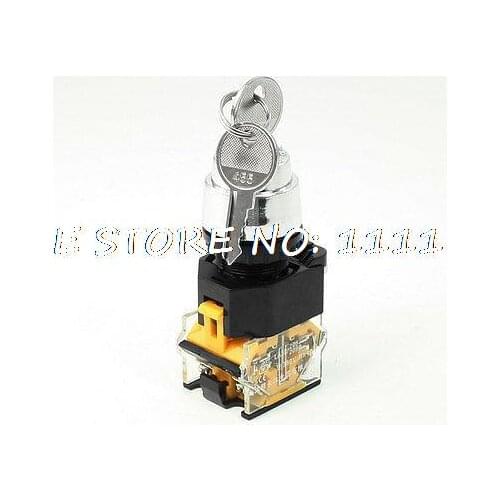 AC380V Three 3 Position Panel Mount Rotary Selector Select Switch Key Lock LA38-20Y/31