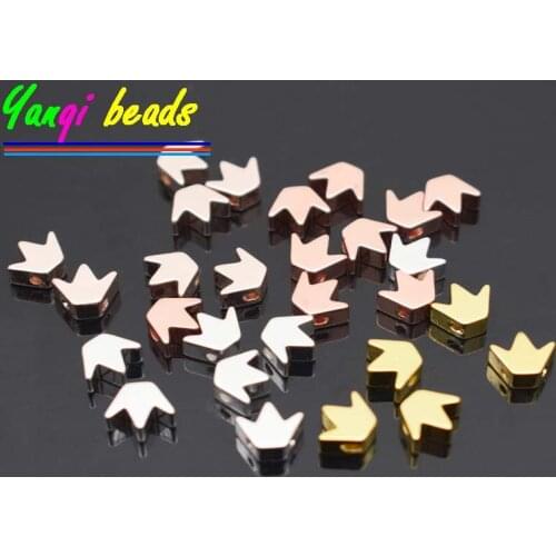 8mm 30pcs Crown shape Beads Hematite stone Beads Gold Loose beads for Jewelry Making DIY Handmade hole 2mm