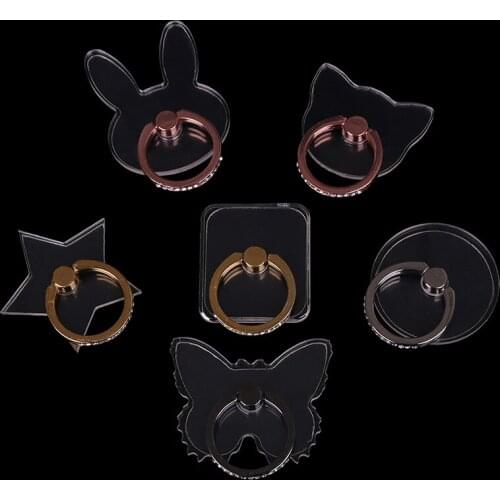 Transparent Butterfly Ring Phone Holders 360 Degree Metal Ring Bracket