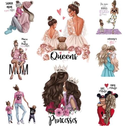 Russian girl Mom baby stickers on clothes iron on transfers Patches For Clothing Fashion vinyl transfer applique stripe Washable