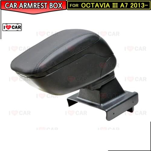 For Skoda Octavia III A7 2013- car armrest storage box center console leather arm rest cup holder central part car styling MA