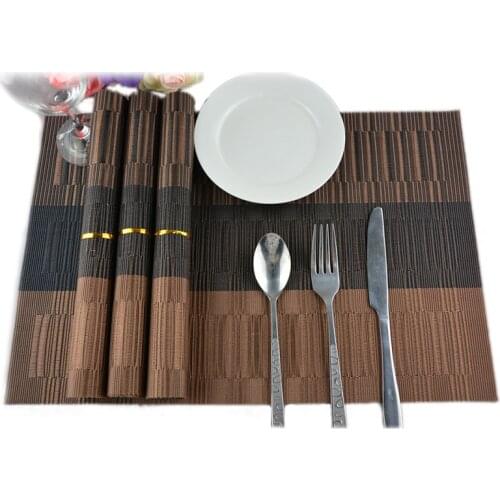 JANKNG 4Pcs Elegant Colorful Stripe PVC Table Mat Christmas Gifts Classic Heat Insulated PVC Tableware Mats Dining Table Mat