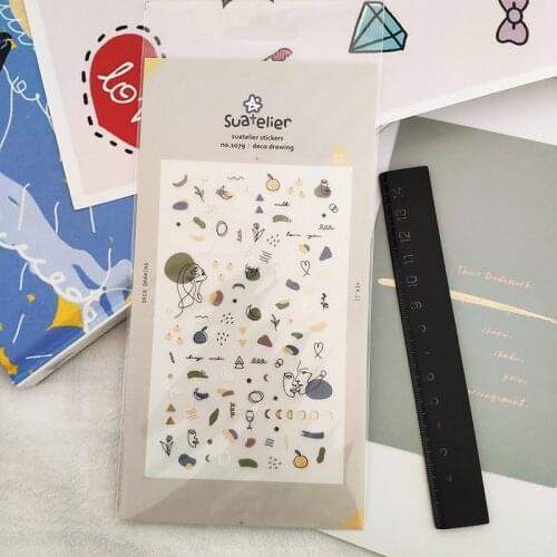 Korea suatelier clear PET deco drawing mini cutting die stickers scrapbooking nail phone planner decoration tool