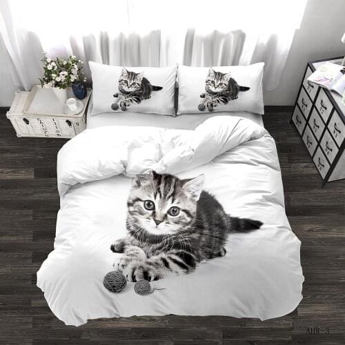 KTLRR 3D luxury Bedding Set Custom/King/Europe/USA,Duvet Cover Set,Quilt/Blanket Cover Set,Bed set Animal Cute cat