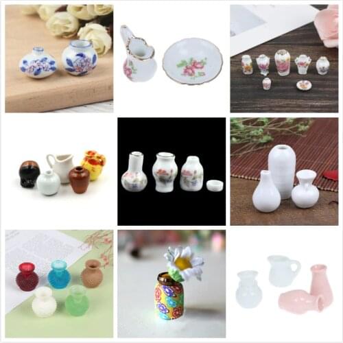 Hot Sale DIY Handmade Doll House Kitchen Ceramic Ornament Decora vase Doll house Miniatures 1:12 Mini Ceramic Pot