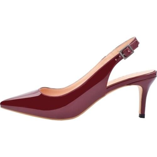 Lovirs Womens Slingback Ankle Strap Sandals Stiletto Mid-Heel Pointy Toe Pumps Shoes for Party Dress 6.5cm