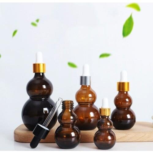 100pcs 10-100ml Refillable Bottle Gourd Glass Dropper Bottle Essential Oil Bottle Refillable Dropper Bottle Subpackaging Bottle