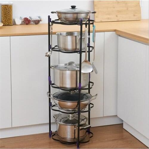 Pot Storage Multi Layers Kitchen Rack Black Pan Boiler Kettle Bowl Basin Organizer Shelf