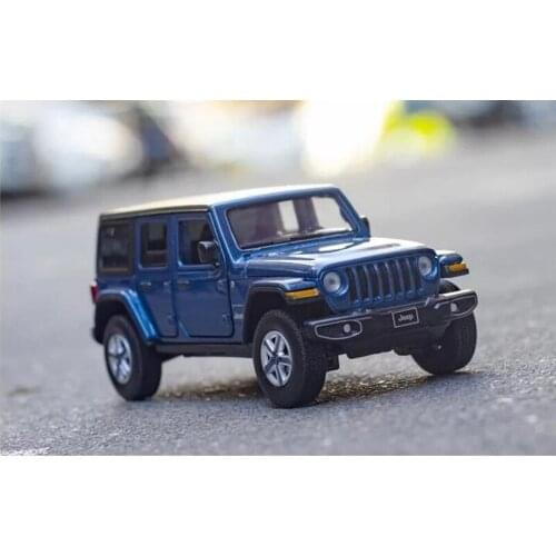 1/32 CAIPO For JEEP Wrangler SUV Sahara Version Diecast Car Model Toys Gifts for Kids boys girls steering light Blue/Black
