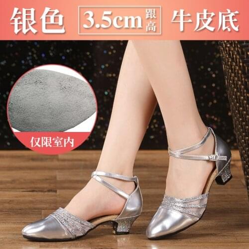 Low Heel 3.5cm Leopard Latin Ballroom Dance Shoes Cha Rumba Flamingo Dancers Modern Contemporary Belly Gym Dancewear Women Adult