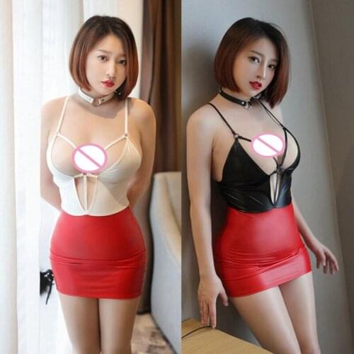 PU tight club tight skirt office OL secretary role play miniskirt sexy uniform