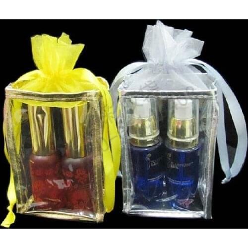 Wholesale size8*12*5cm DHL free shipping . golden and silver clear pvc cosmetic bag,packing bag gift bag. 300piece\lot