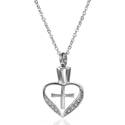 Stainless Steel Ashes Personality Always In My Heart Jesus Pendant Necklace Commemorative Jewelry