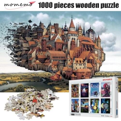 MOMEMO Flying Castle Puzzle 1000 Pieces Wooden Puzzle Fantasy Landscape Jigsaw Puzzles for Adult Assembling Toys Children Gifts
