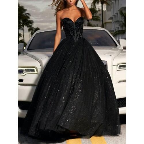 Evening Long Dress Elegant Sexy Women Vintage Summer Party Print Sequins Chest Wrapping Strapless Floor Length Plus Size Hem