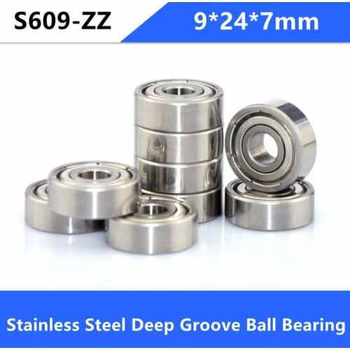 10/50pcs S609ZZ 9x24x7mm ABEC-5 609 Bearing Stainless Steel Deep Groove Ball bearing shielded Miniature 9*24*7mm S 609ZZ 609Z