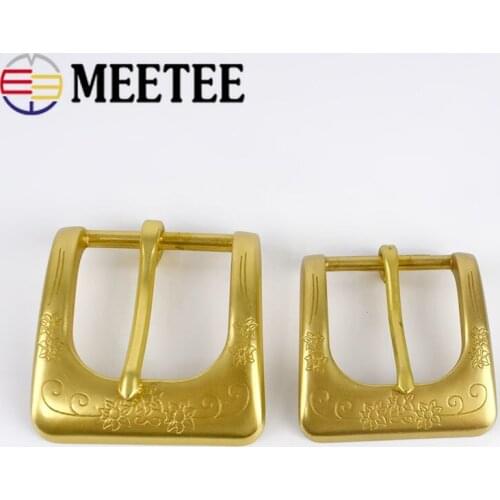 Meetee Solid Brass Metal Belt Buckle Men Women Waistband Head for Belts Pin Buckles DIY Leather Craft Jeans Accessories YK162