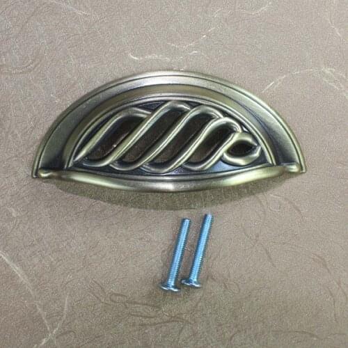 Bronze cap shell vintage furniture handle brushed antique brass drawer cabinet pull knob 2.5" vintage bronze dresser handle 64mm