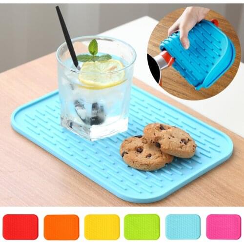 Silicone Dish Drying Mat Color Thickness Heat Resistant Non-slip Trivet Pan Pot Holder Mat Tray Cup Coasters Kitchen Accessories