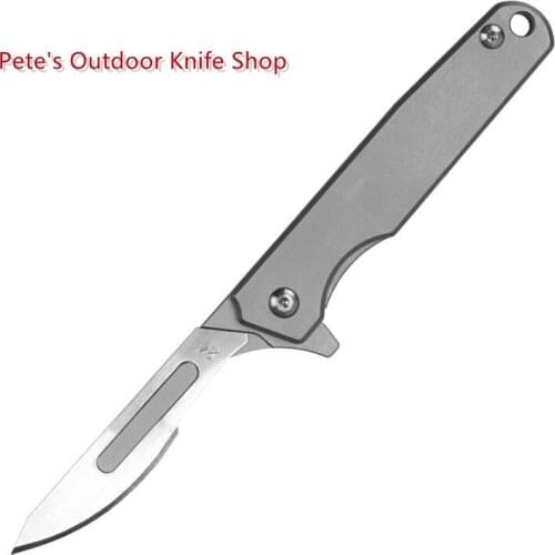 Titanium Alloy Folding Knifes With Replaceable No 24 Blade Medical Rescue Portable Pocket Knifes Hospital Supplies Outdoor Tools