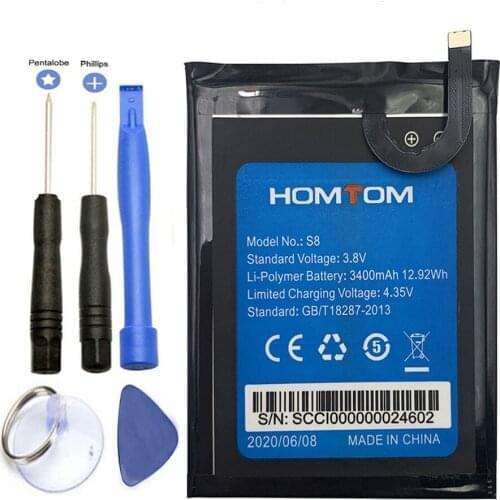 2pcs/lot S8 Battery Replacement 5.7inch 3400mAh Backup Batteries Replacement For HOMTOMS8 S 8 Smart Phone