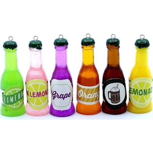 Mixed 3pcs With Hole DIY Decorative Cocktail Bottle Resin Charms For Jewelry Findings Simulation Drink Crafts Pendant Make