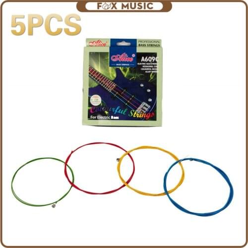 5PCS A609C Guitar Strings Colorful 4 Strings Hexagonal Core Nickel Alloy Wound Electric Bass Strings Accessories