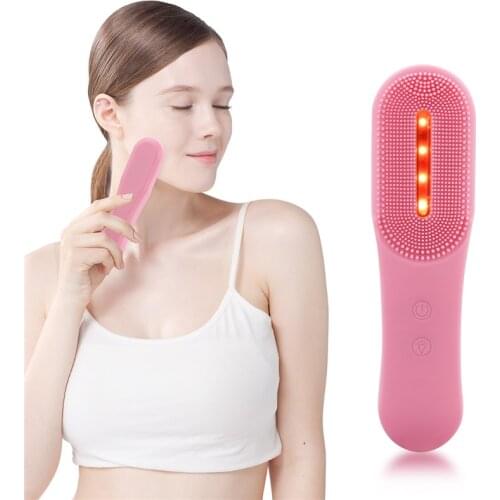 LED Photon Facial Cleansing Brush Silicone Sonic Vibration Face Cleaner Anti Acne Blackhead Remover Waterproof Skin Rejuvenation