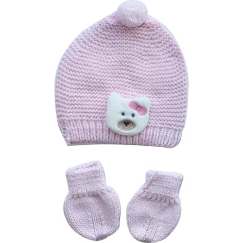 Knitwear Pink Bear Glove Beanie Set Fashion Autumn Winter Hat And Scarfs For Women Childs Hat Scarf Suit Solid Color beanies