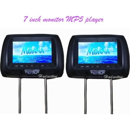 2pcs Universal 7" screen Car Headrest monitor MP4 MP5 player Support AV/USB/SD input/FM function/built-in Speaker/Headphone