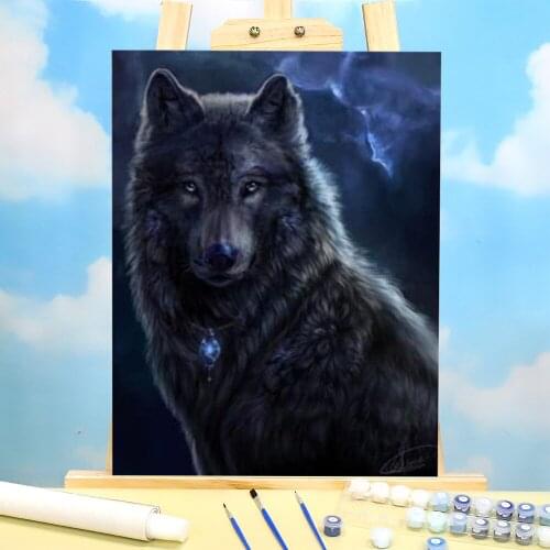 Wolf Night Moon Painting By Numbers Kit Acrylic Paints 40*50 Paiting By Numbers Loft Wall Picture For Handiwork