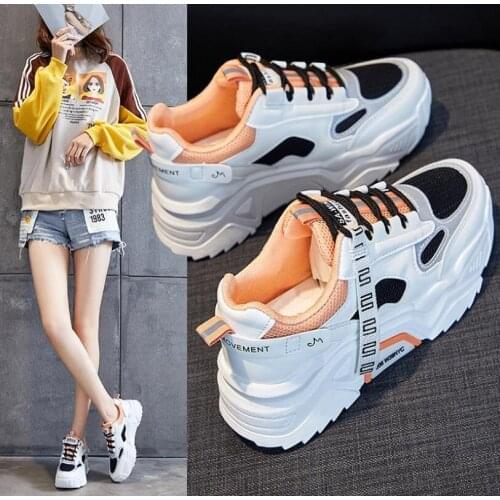 2021Casual Fashion Women Dad Shoes Breathable Platform Sneakers Outdoor Walking Flat Shoes Student Trainers