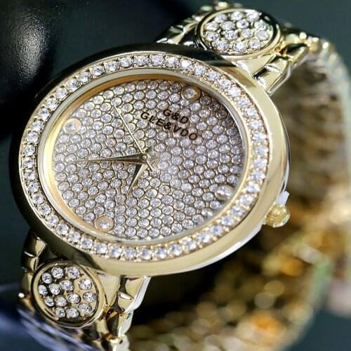 2020 Womens Fashion Watch Best Selling Quartz Wristwatch Analog Crystal Round Dial Rhinestone Watches Ladies Casual