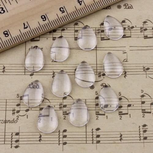 10x14mm Thickness:4mm Drop Flat Back Clear Glass Cabochon Dome Cameo Jewelry Finding 30pcs/lot (K02932)