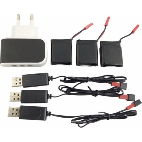 3PCS 3.7V 650mAh Lithium Battery European regulations 1PCS battery charger + USB for X8TW X8T Q1012 Q9 RC Quadcopter accessories